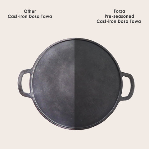 Forza Cast-iron Grill Pan, 26cm and Forza Cast-iron Dosa Tawa