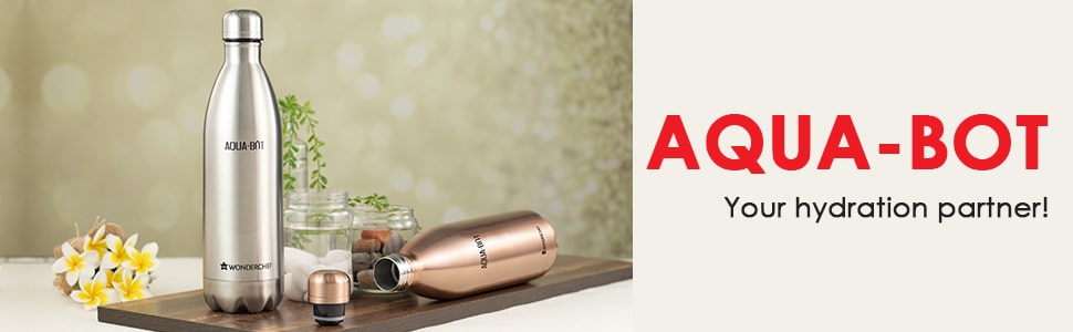 Aqua-Bot, 1000ml, Double Wall Stainless Steel Vacuum Insulated Hot and Cold Flask, Spill & Leak Proof, Silver, 2 Years Warranty