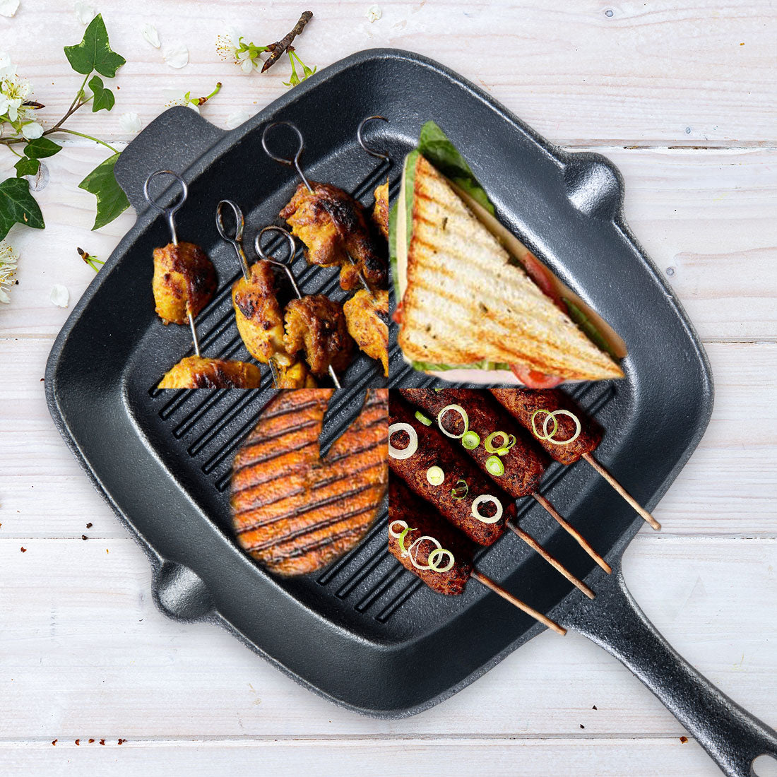 Forza Cast-iron Grill Pan, Pre-Seasoned Cookware, 26cm, 3.8mm – Wonderchef