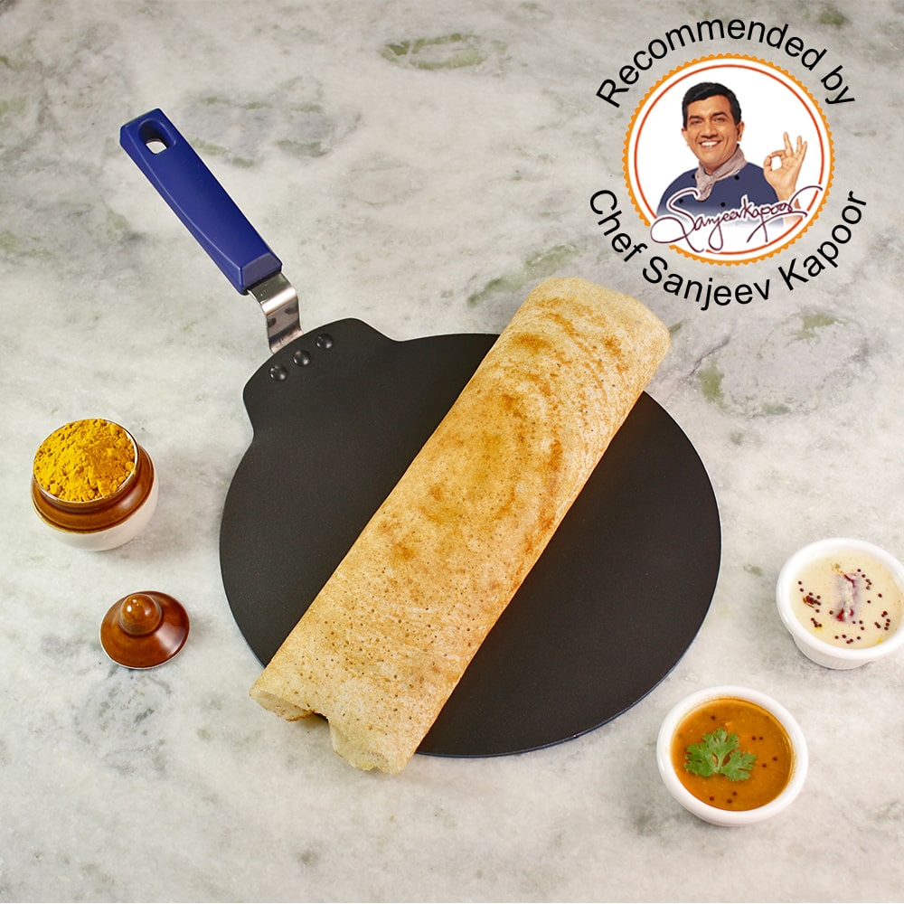 Iron Dosa Tawa, Pizza Pan, Roti Tawa with Ladle, 28cm