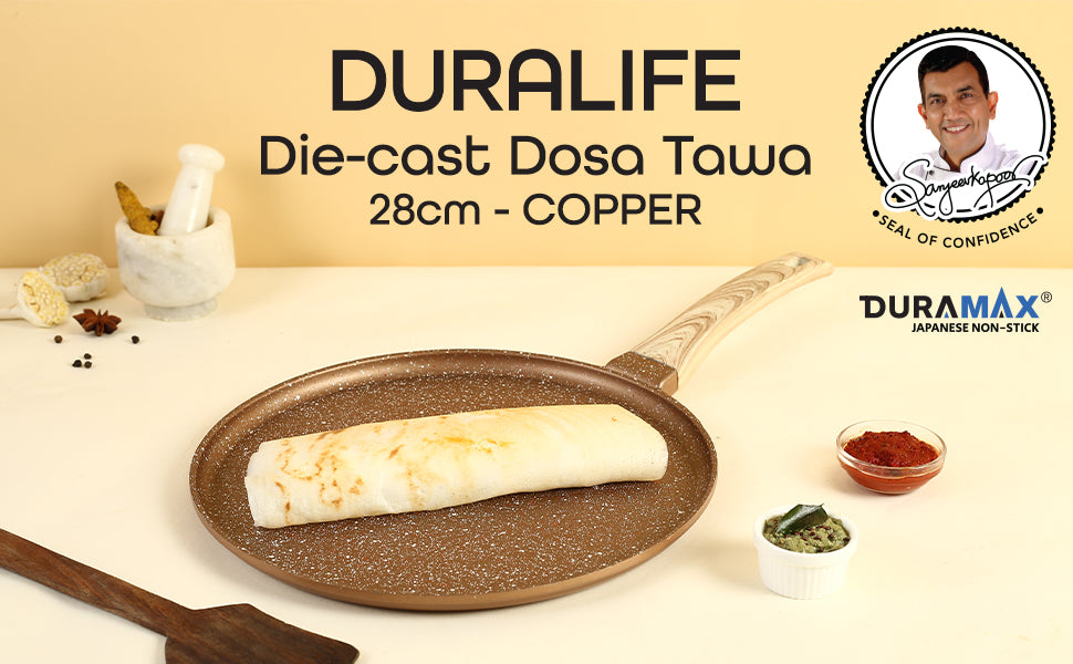 Duralife Die-cast 28 cm Dosa Tawa  5 Layer Healthy Duramax Non-Stick –  Wonderchef