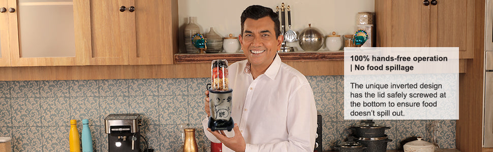 Nutri-blend, 400W, 22000 RPM 100% Full Copper Motor, Mixer-Grinder, Blender, SS Blades, 2 unbreakable Jars, 2 Years warranty, Champagne, Recipe book by Chef Sanjeev Kapoor