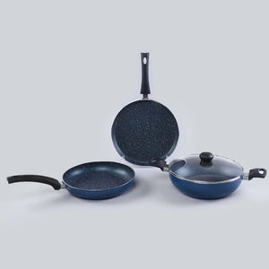 Granitestone 6 Piece Stackable Nonstick Blue Nesting Pots with Lids