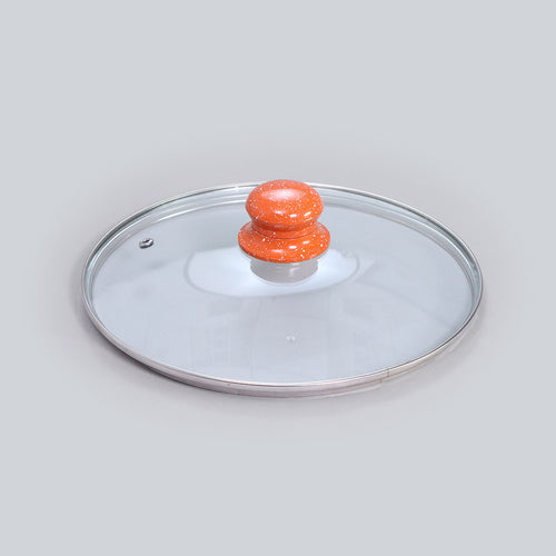 Orange Lid 24cm with elegant marble-coated knob