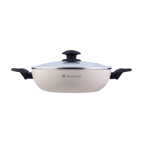 Wonderchef Romano Warm White Wok with Lid 26cm - Wonderchef