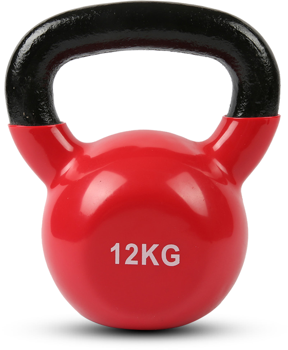 UFC Kettlebell 12kg, Red Red Rubber Coated Iron with Flat Bottom