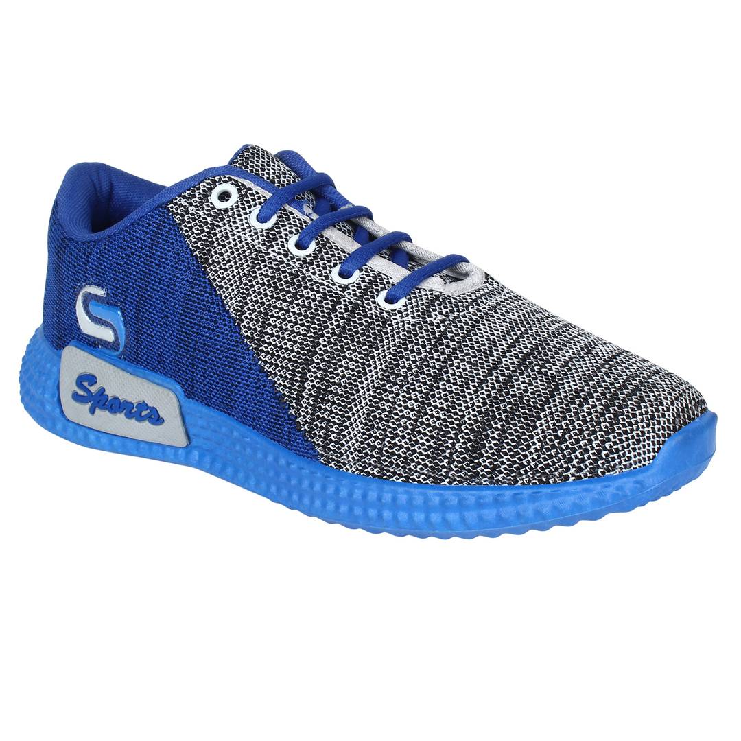 Men's Grey Mesh Self Design Sports Shoe 