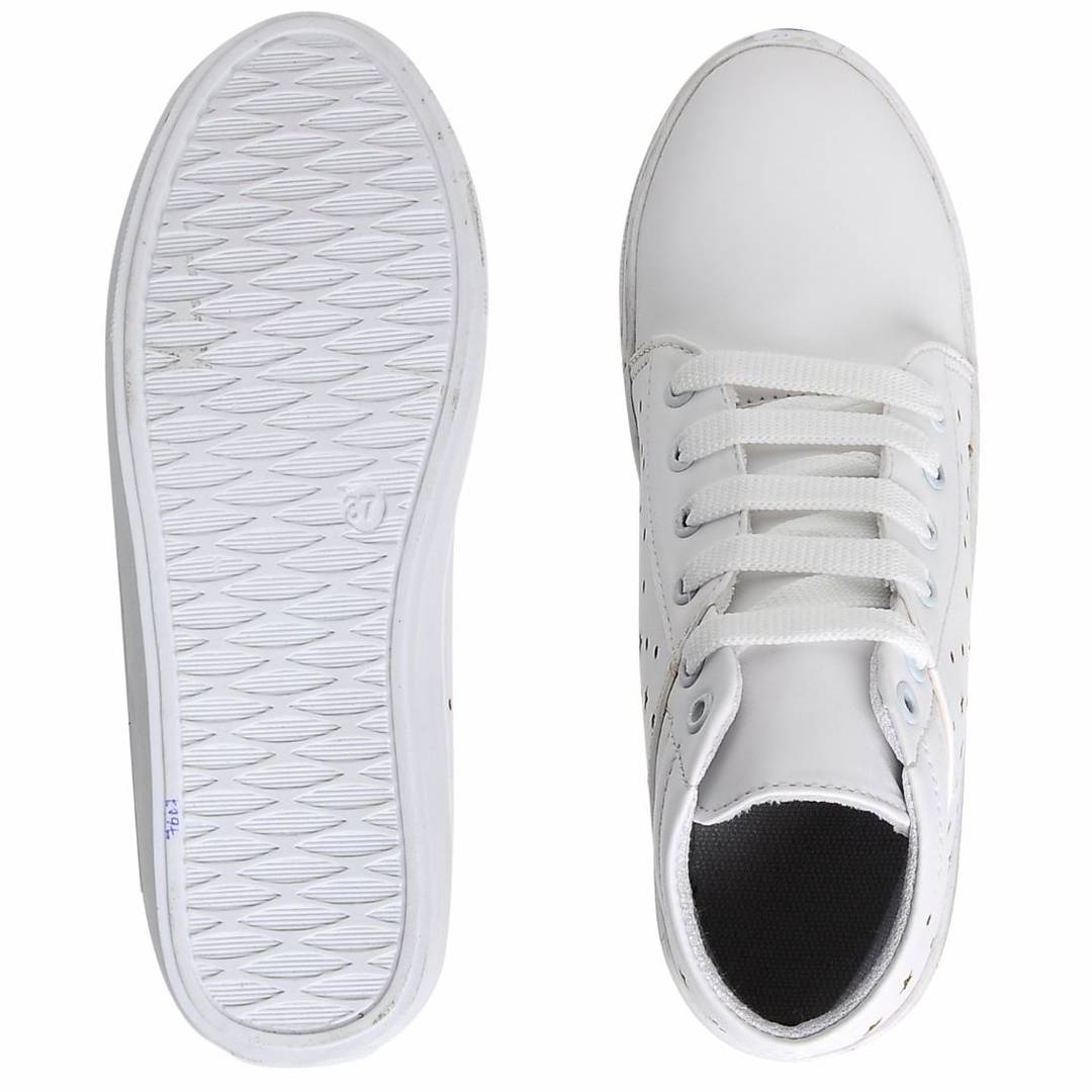 white mid ankle sneakers