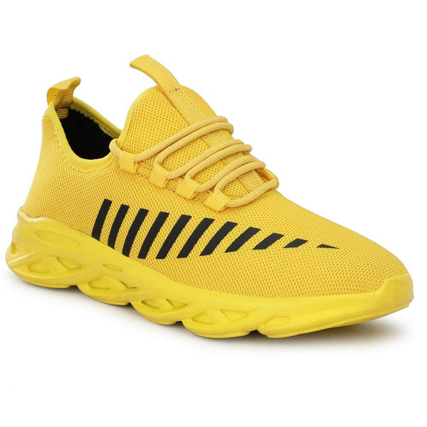Men's Stylish and Trendy Yellow Striped Mesh Casual Sports Shoes ...