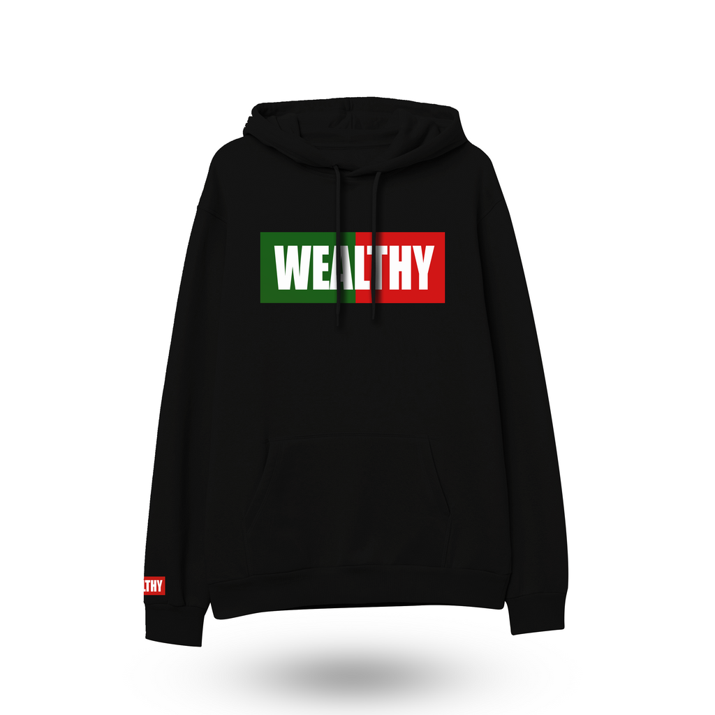 red black and green hoodie