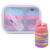 Silicon Bendable Tiffin Box Large Pink With Bendable Bottle Pink
