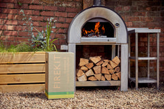cooking on a wood-fired pizza oven