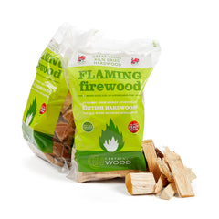 Flaming firewood perfect for outdoor cooking on firepits