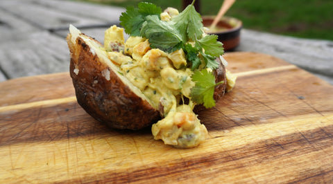 jacket potatoes cooked on the firepit