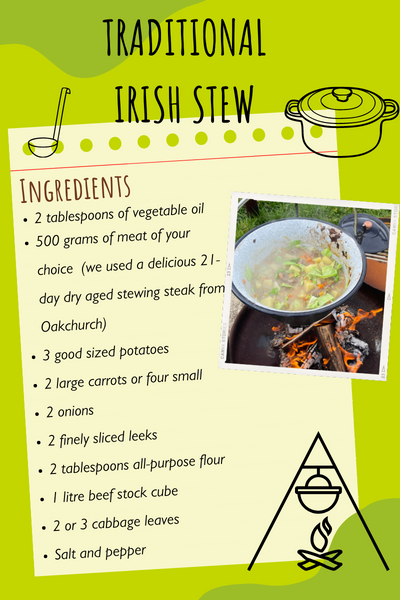 Irish stew cooked outdoors
