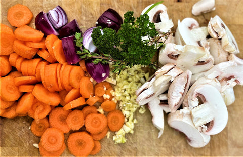 chopped vegetables for fry up