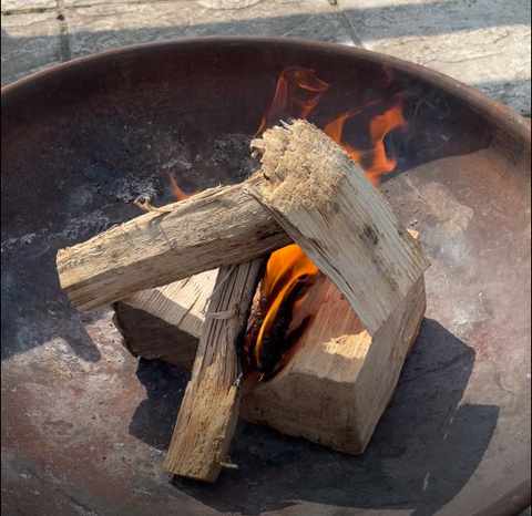 lighting a firepit with the top-down method