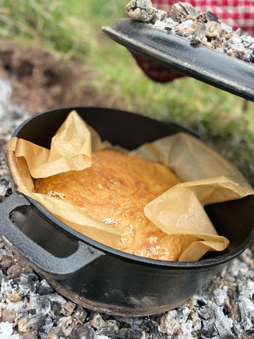 Bread cooking on wood