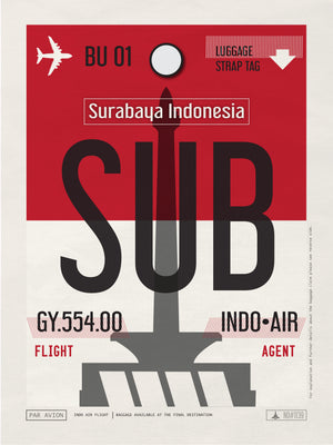 Surabaya, Indonesia - SUB Airport Code Poster