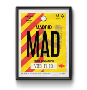Madrid, MAD Airport Code Poster - Vagabond Tags