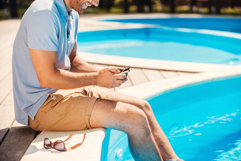 man ordering pool supplies online