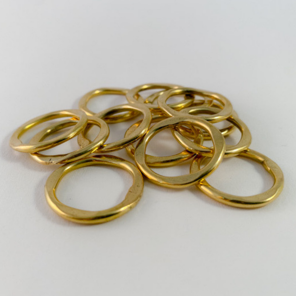 100 PCS Round solid brass large jump rings , brass open split rings –  DMleather