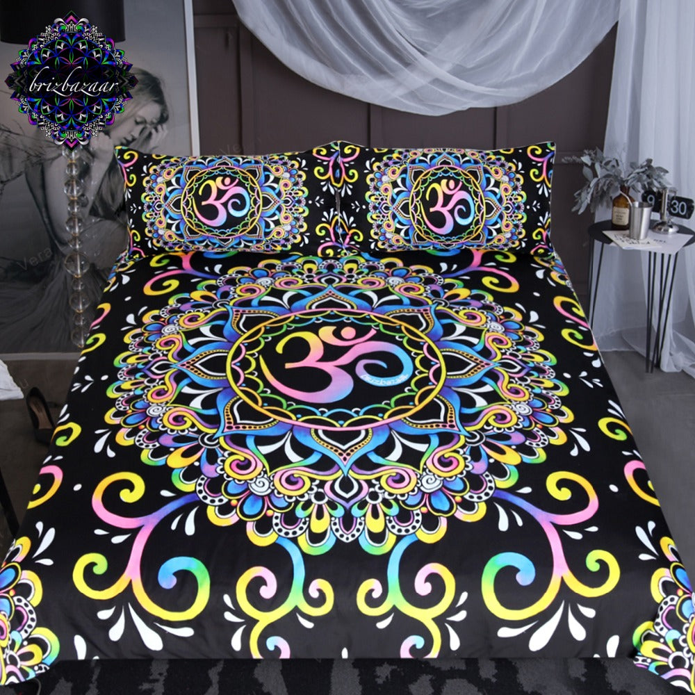 Mandala Flower Duvet Cover Colorful Bed Set 3 Piece The Prana Shop