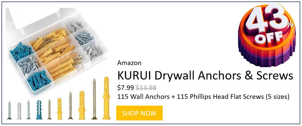 Amazon Deal: KURUI 115 Wall Anchors + 115 Phillips Head Flat Screws (5 sizes)