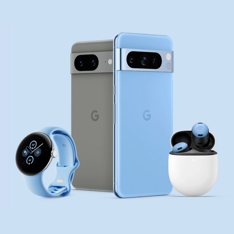 Google Pixel 8 Pro, Pixel 8 et Pixel Watch 2 et écouteurs