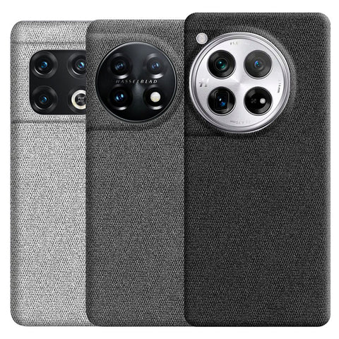 Coque en tissu OnePlus 12, OnePlus 11, OnePlus 10 Pro en noir, gris foncé et gris clair