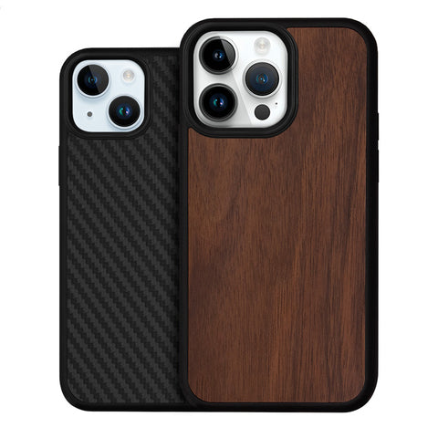 Funda iPhone de máxima protección parachoques madera de nogal fibra de aramida