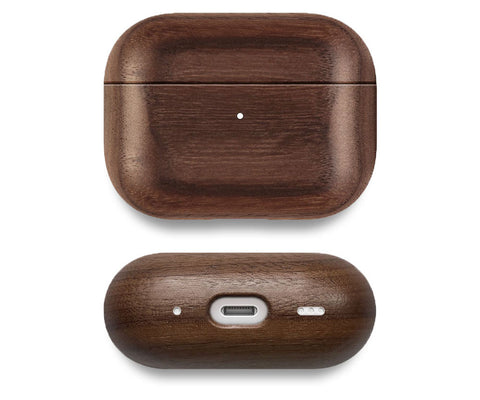 wood AirPods Pro 2nd generation case walnut slim design by Komodoty