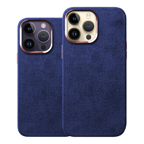 Komodoty iPhone 14 Pro Max iPhone 14 Pro Blurple Bleu Violet Alcantara Rosegold Métal Étuis de téléphone Protection de luxe Compatible MagSafe