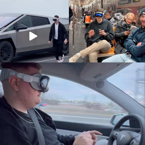 The Komodoty Blog - Social Media showing Apple Vision Pro users driving riding subway