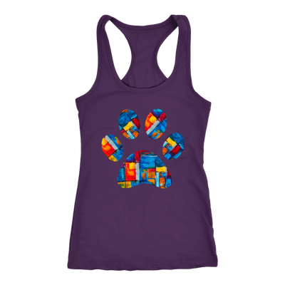 abstract art Puppy Paw Print - Ladies Racerback Tank Top Women - PLUS Size XS-2XL - MADE IN THE USA by Model Paws