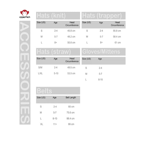 Appaman Accessories Size Chart