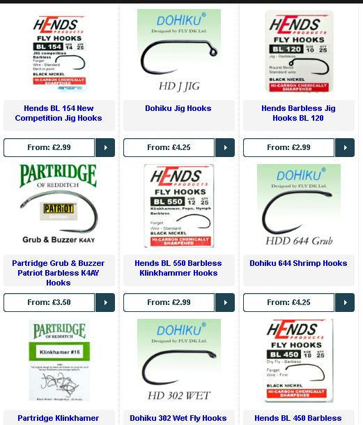 Hends BL 450 Barbless Dry Fly Hooks - Competitive Angler