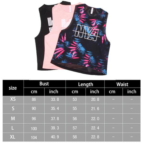 SIZE CHART YOGA TOP TANK WOMEN