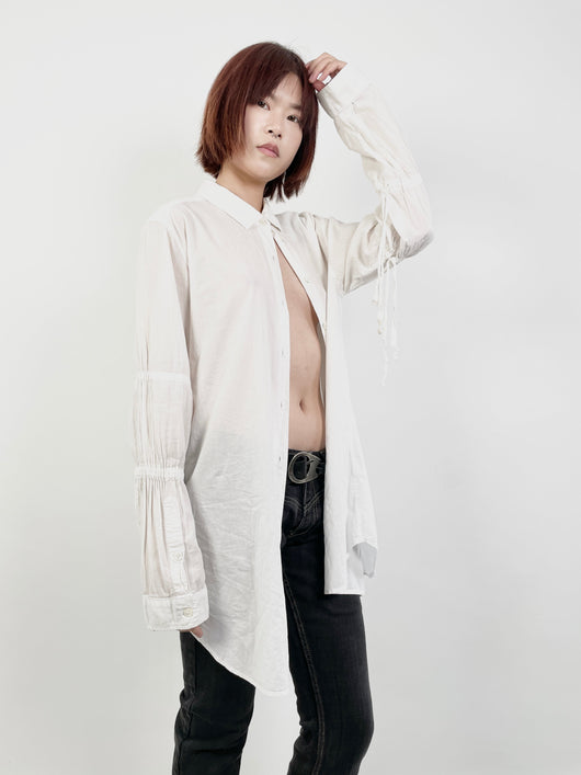 Ann Demeulemeester Peasant Sleeve Misaligned Placket Shirt