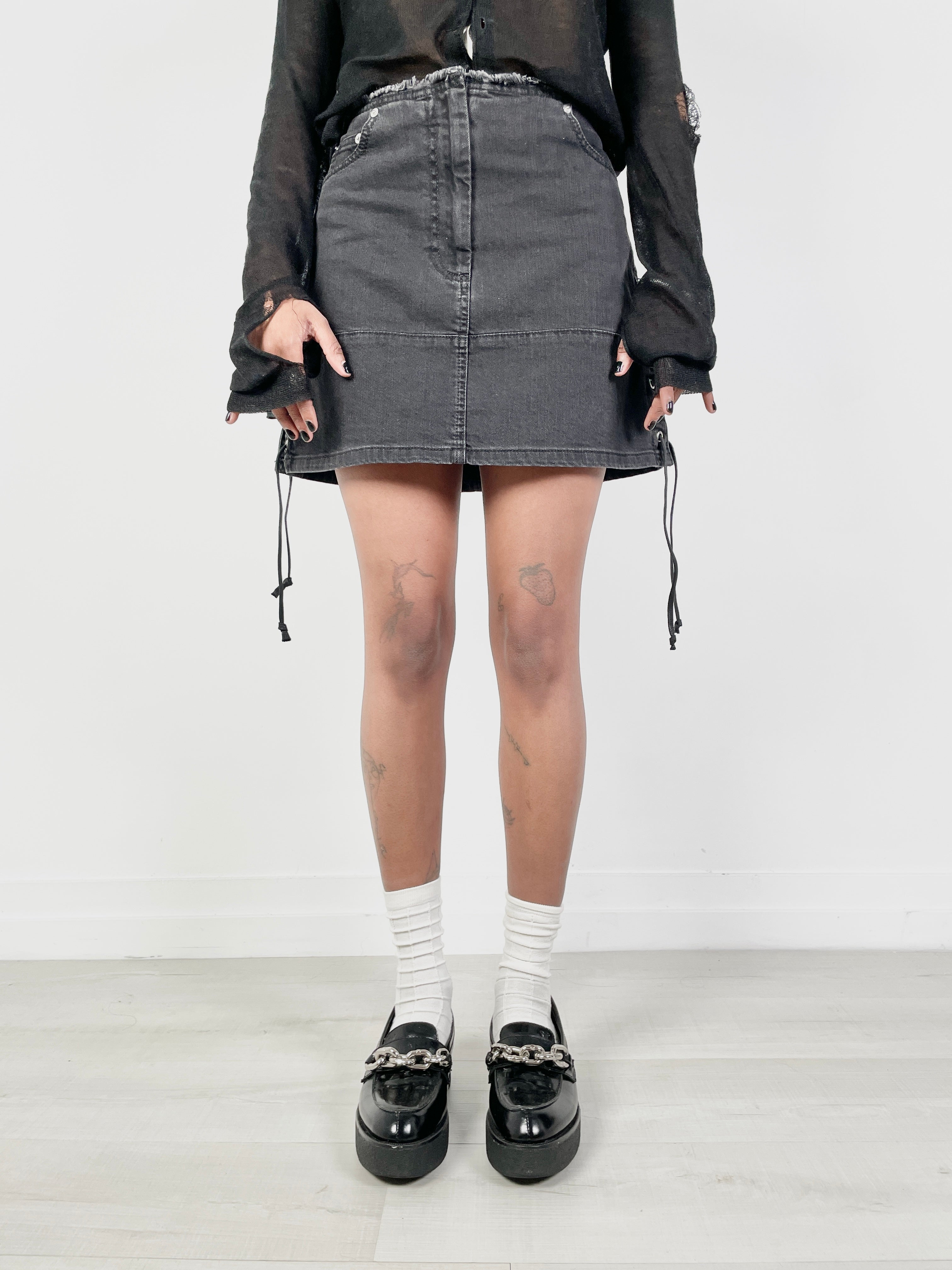 McQ by Alexander McQueen 2020 Lace-Up Denim Skirt - Faulkner