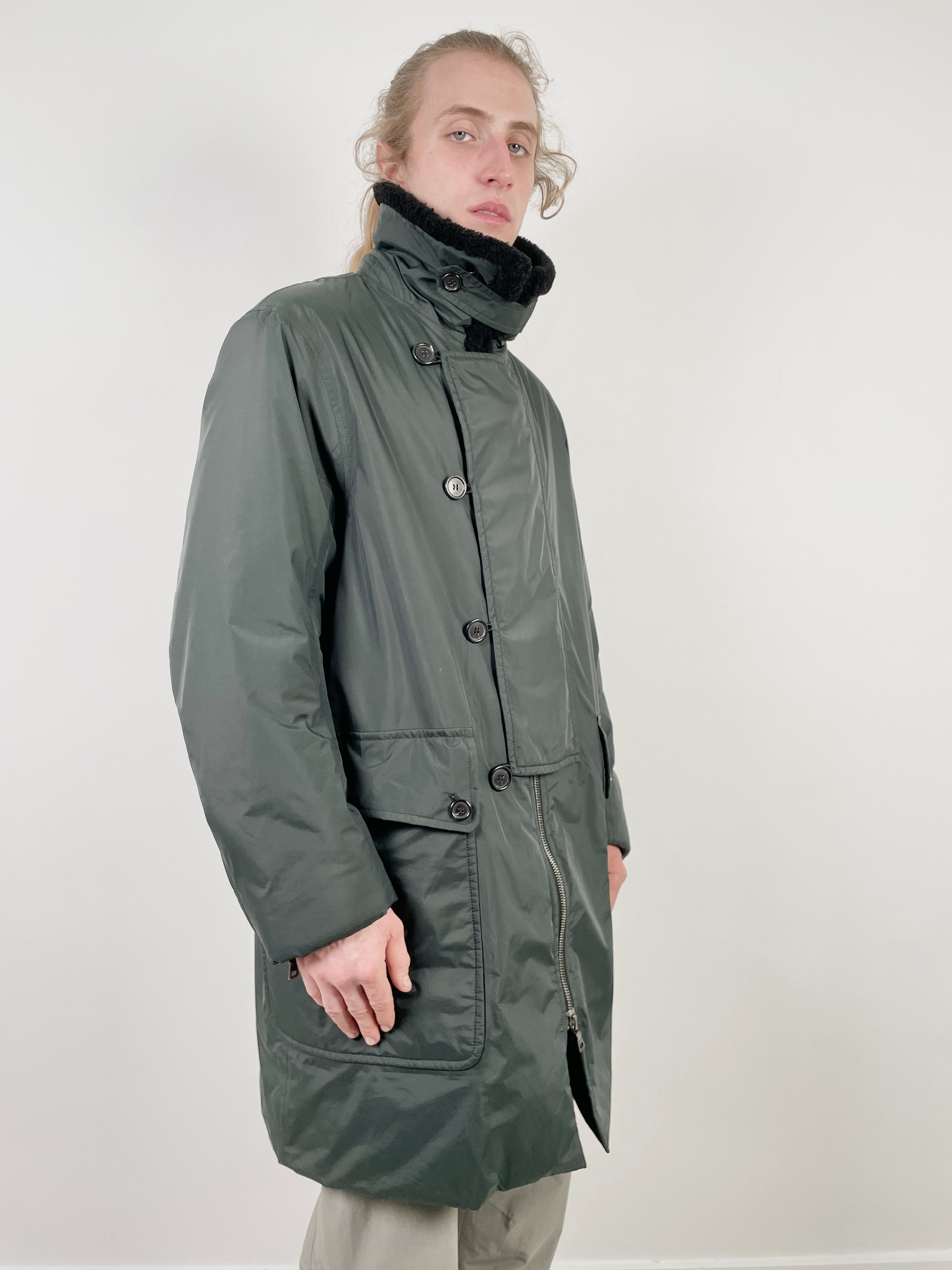 Prada Sport '90s Goretex Insulated Coat with Shearling Collar