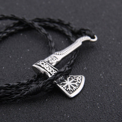 Skull Vikings - Knotwork Axe Brown Leather Hook Bracelet – Skullvikings