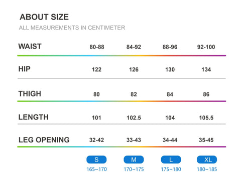 Size Chart Of The Multi Shape Techwear Pants - Clotechnow