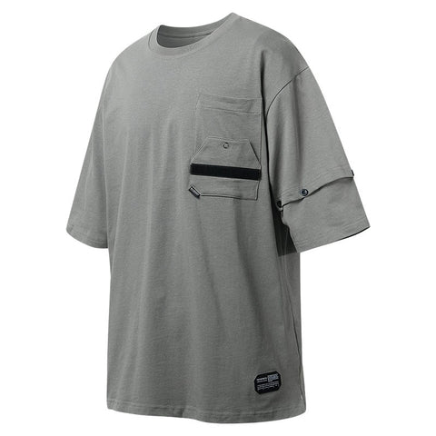 techwear shirt 3D cut, gray color