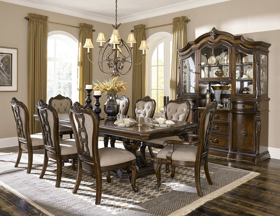 bonaventure park cherry extendable double pedestal dining room set