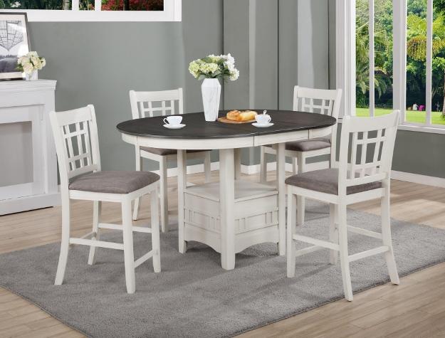 Hartwell Chalk-Gray Extandable Counter Height Set