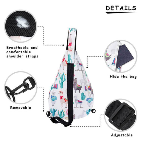 Kamo Crossbody Chest Bag | Alpaca Print Backpack | Cute Women Rope Bag