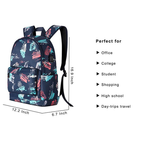 Kamo Polyester Backpack | USB interface Women Travel Bags | Fashion Girl School Bag