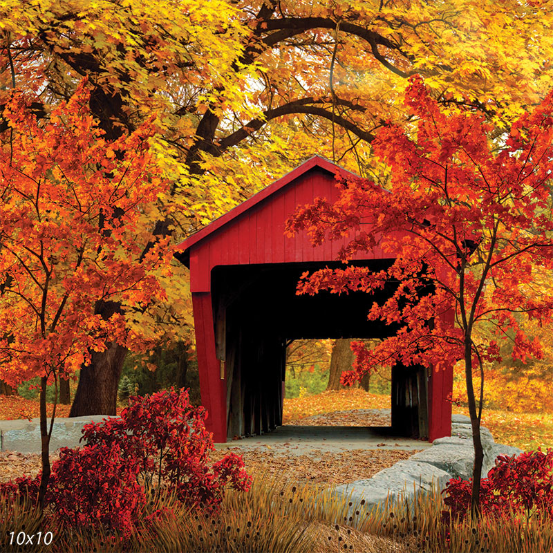 Red Covered Bridge Backdrop - Denny Manufacturing