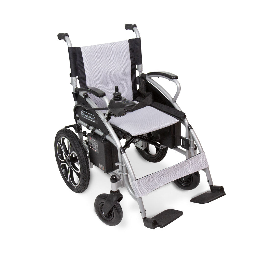 black and grey folding electric power chair